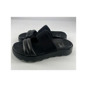 Sorel Viibe Slide Sandal Womens Size 8 Black Shoes Y2K Comfort Strappy Summer